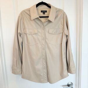 HALOGEN | faux leather shacket